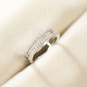 Wedding Bands for Women Dainty CZ  Cubic Zirconia Half Eternity Stackable Ring